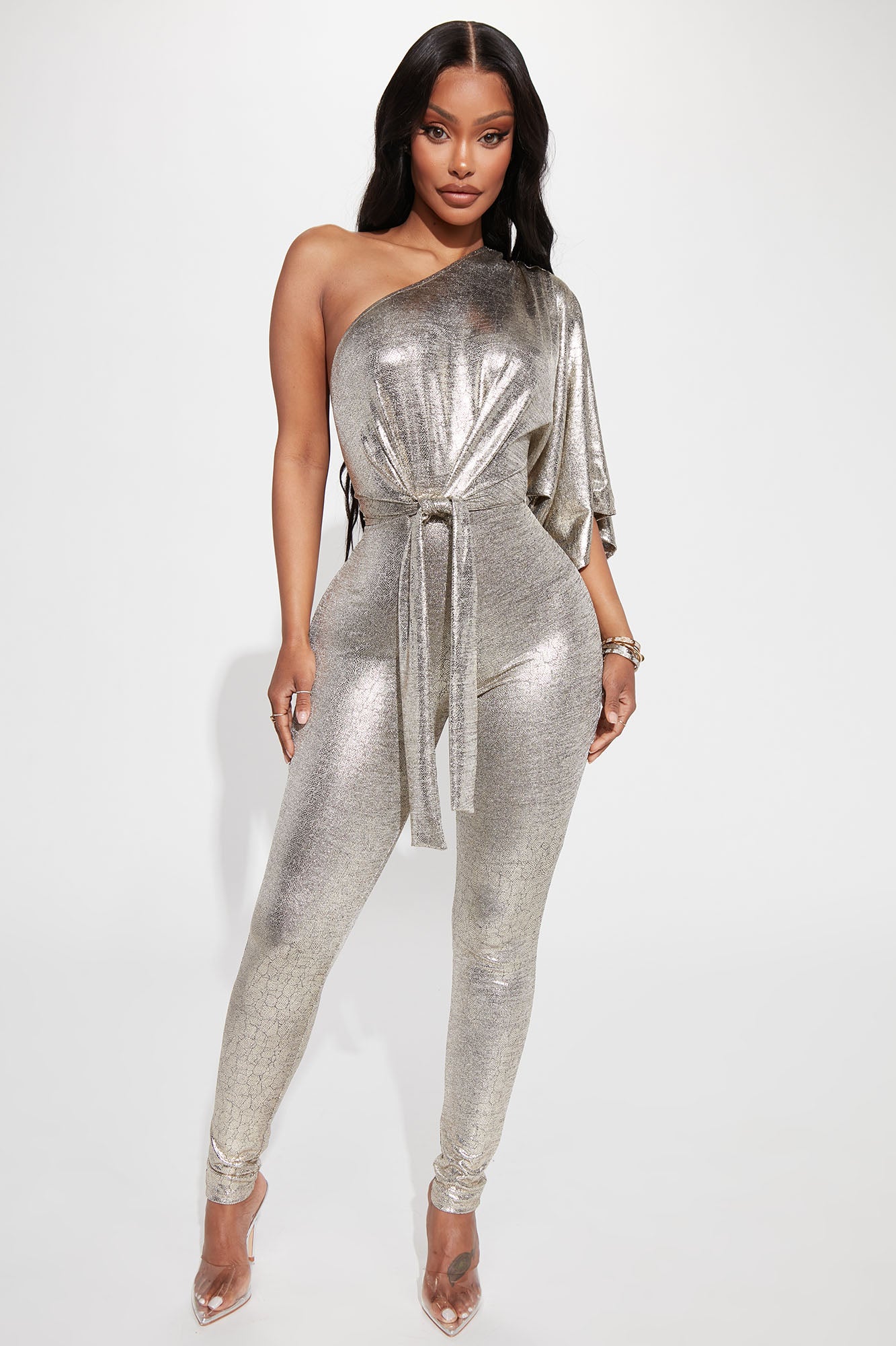 Shiny sales silver jumpsuit