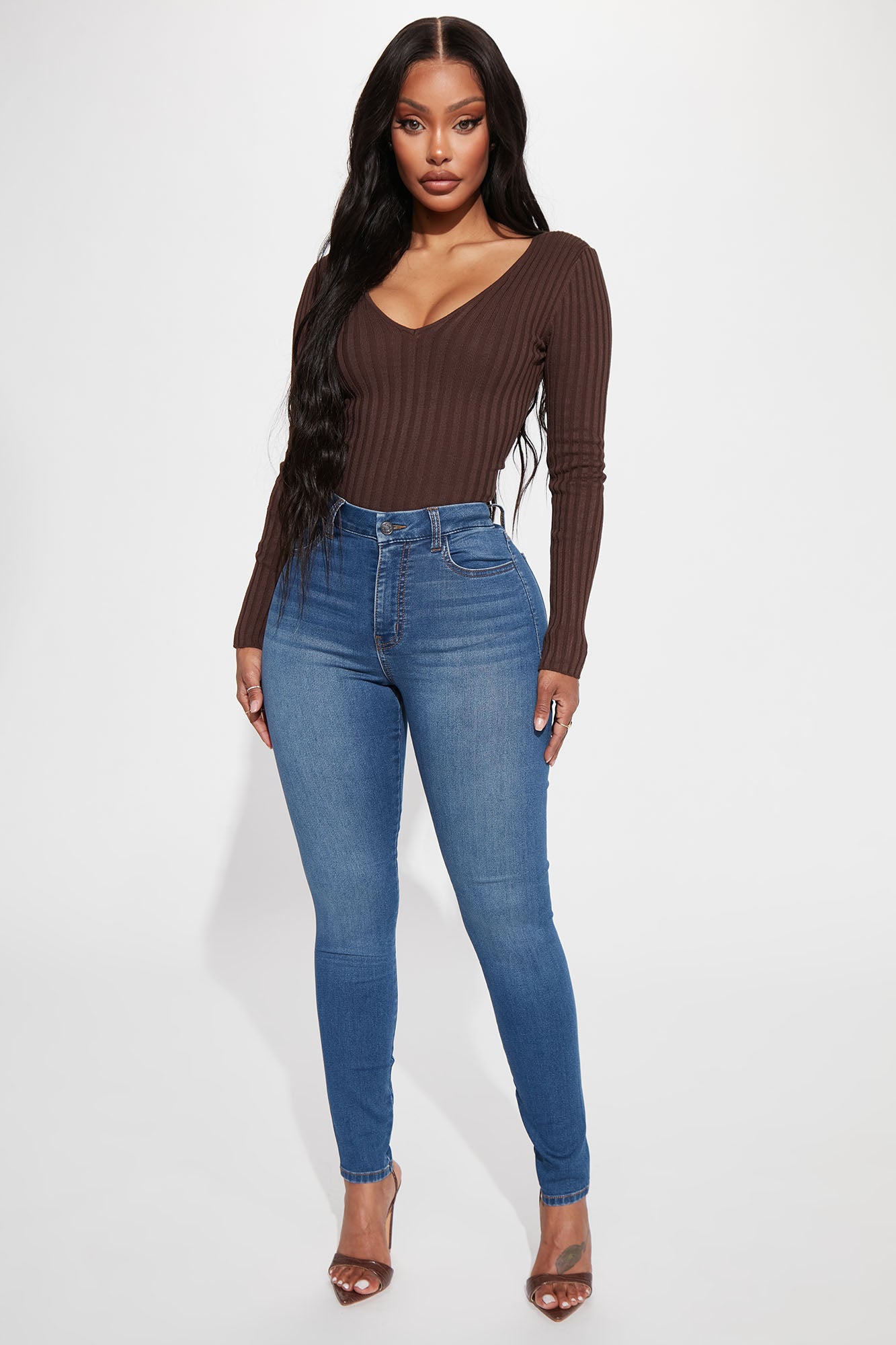So Seamless Stretch Skinny Jeans Medium Blue Wash Fashion Nova