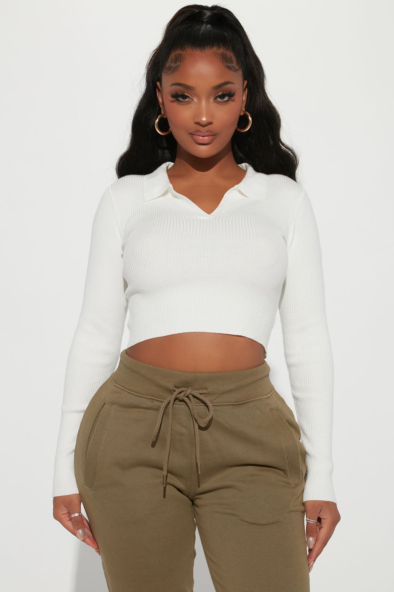 Ivory store crop sweater