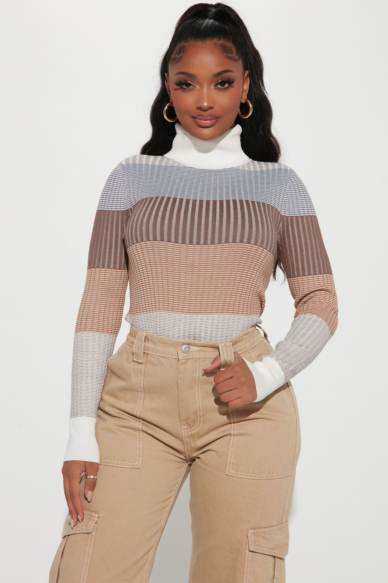 Ivory ribbed sweater top