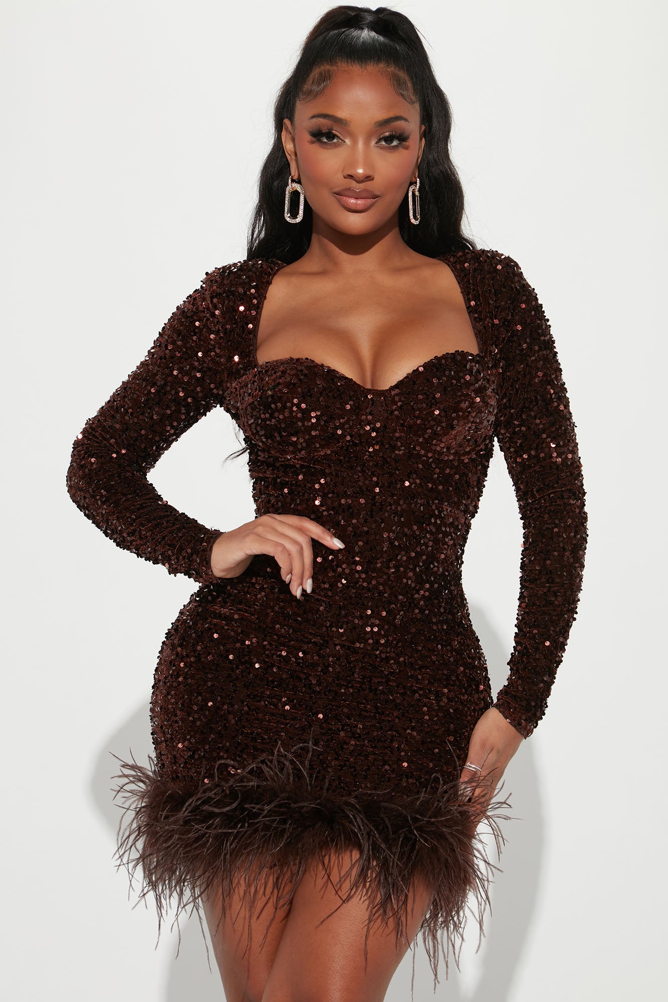 Soleil Sequin Mini Dress Brown Fashion Nova Dresses Fashion