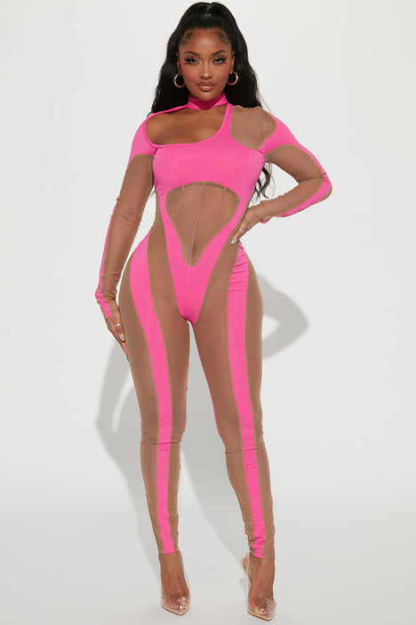 Fashion nova mesh jumpsuit hot sale