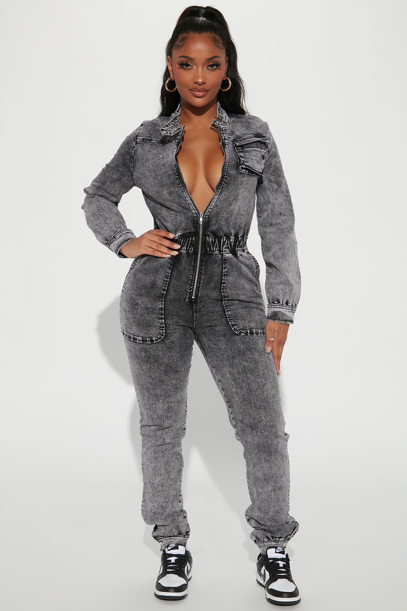 Acid wash jumpsuit hot sale