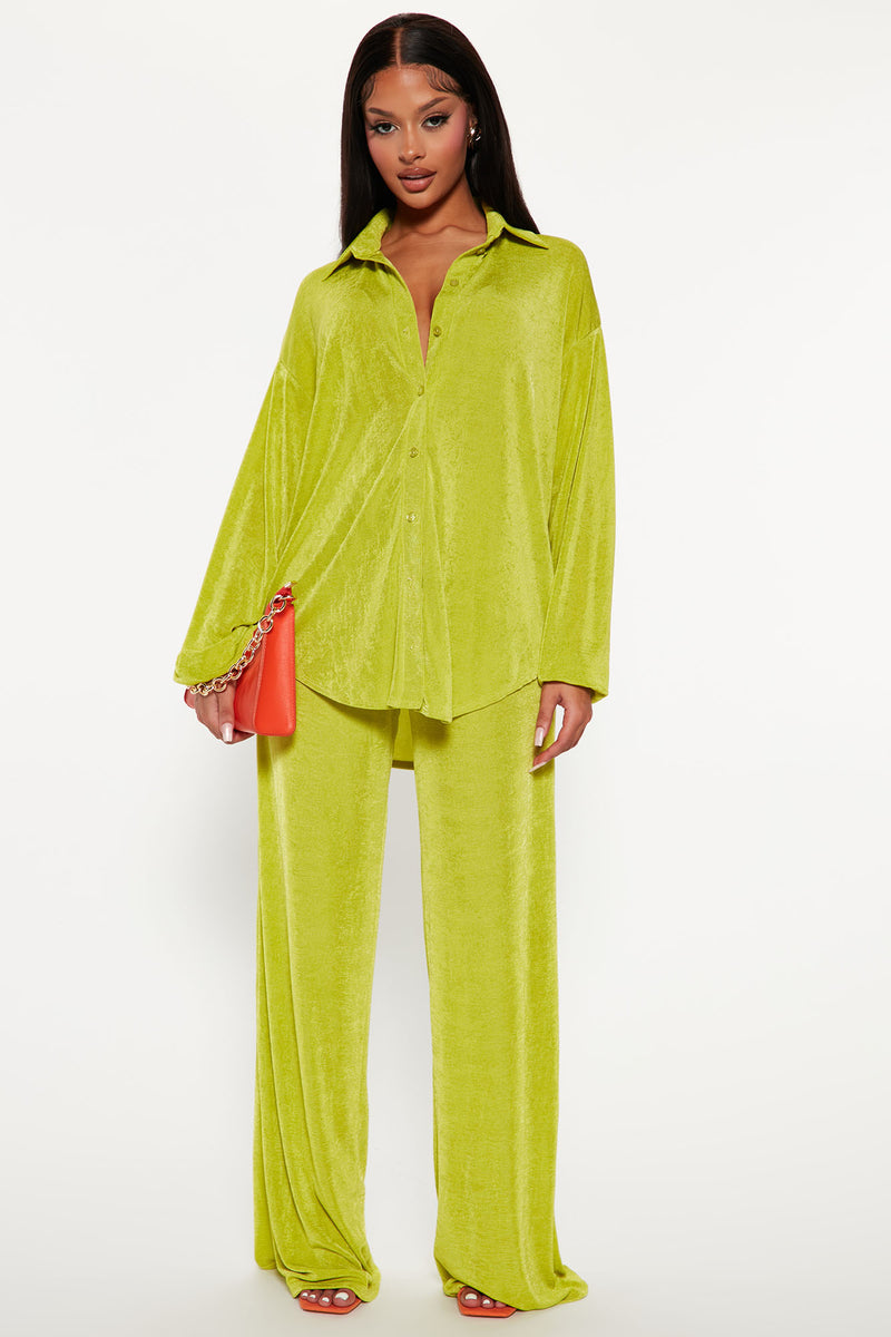 Sweet In Slinky Pant Set - Chartreuse | Fashion Nova, Matching Sets ...