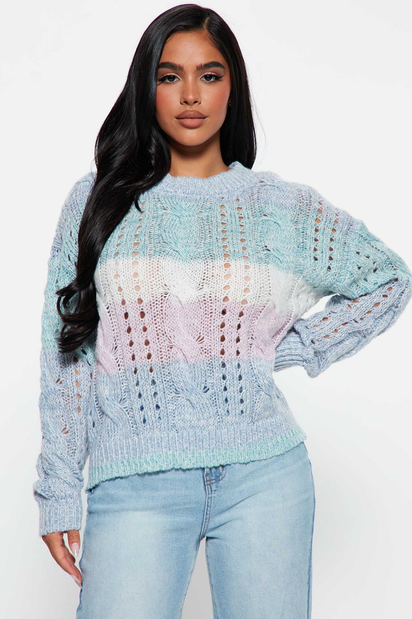 Knit sweatshirt with shimmer stripes hotsell