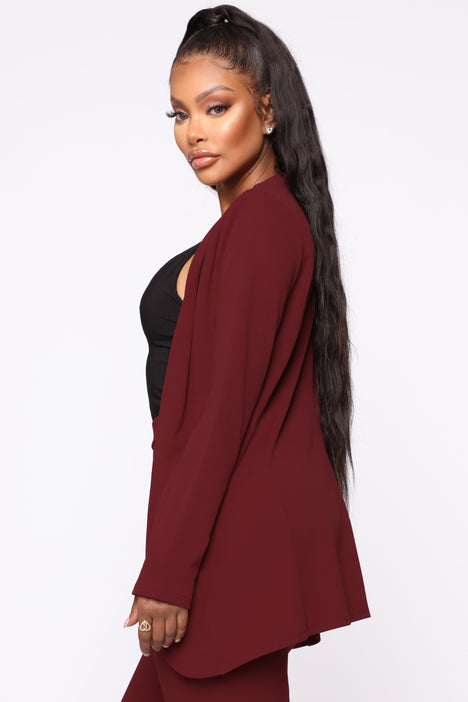 Payin It Forward Blazer Set Burgundy