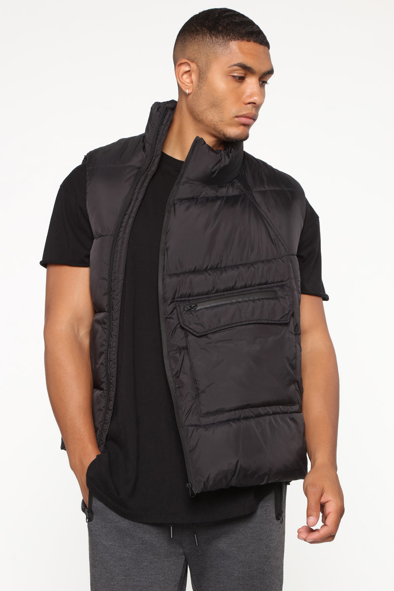 Nylon Angle Zip Vest - Black | Fashion Nova, Mens Jackets | Fashion Nova