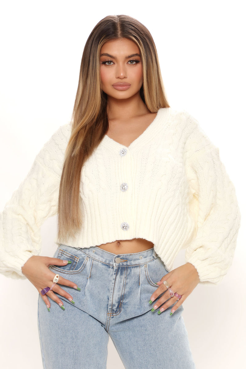 Falling Head Over Heels Cable Knit Cardigan Ivory Fashion Nova