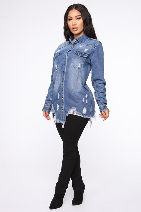 Fashion nova hotsell denim shirt