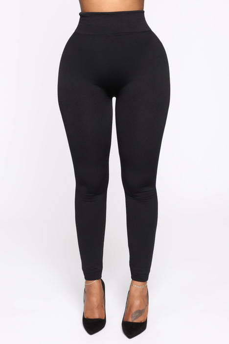 Yes Fleece Leggings - Black, Fashion Nova, Leggings