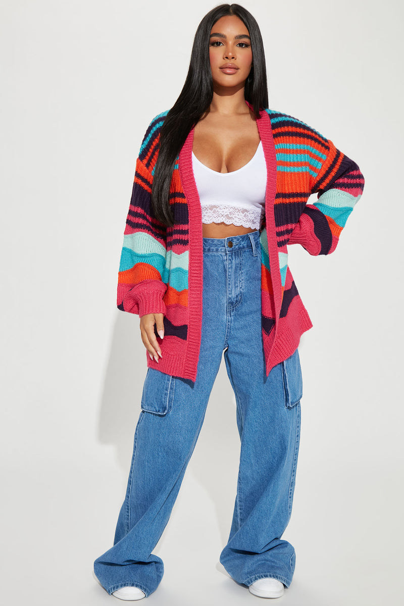 Total Flirt Striped Cardigan - Pink/combo | Fashion Nova, Sweaters ...