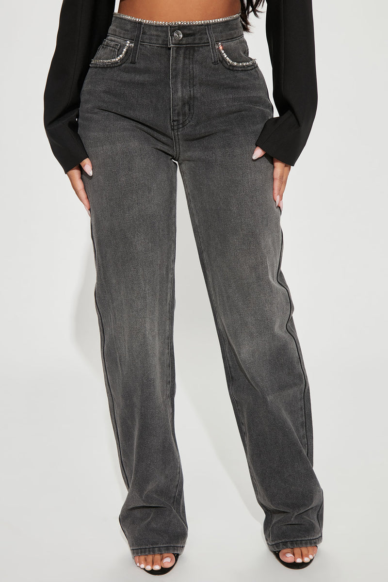 Drippin' Embellished Straight Leg Jeans - Black Wash | Fashion Nova ...