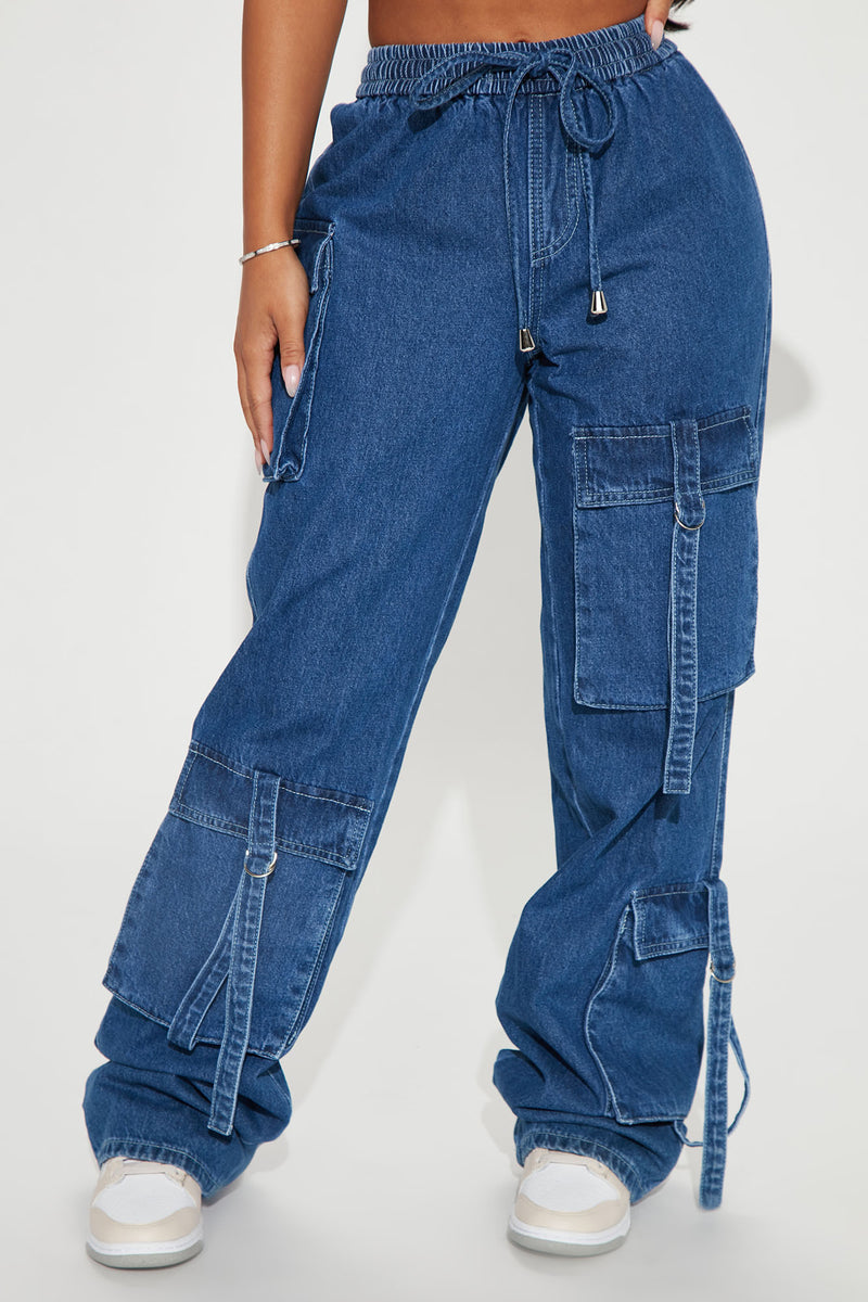 Supremely 90's Cargo Jeans - Dark Wash | Fashion Nova, Jeans | Fashion Nova