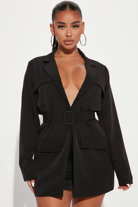 Fashion nova blazer dress black top