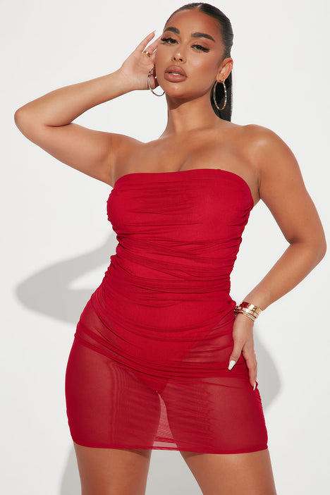 Meet Me In The Club Ruched Mini Dress Red Fashion Nova