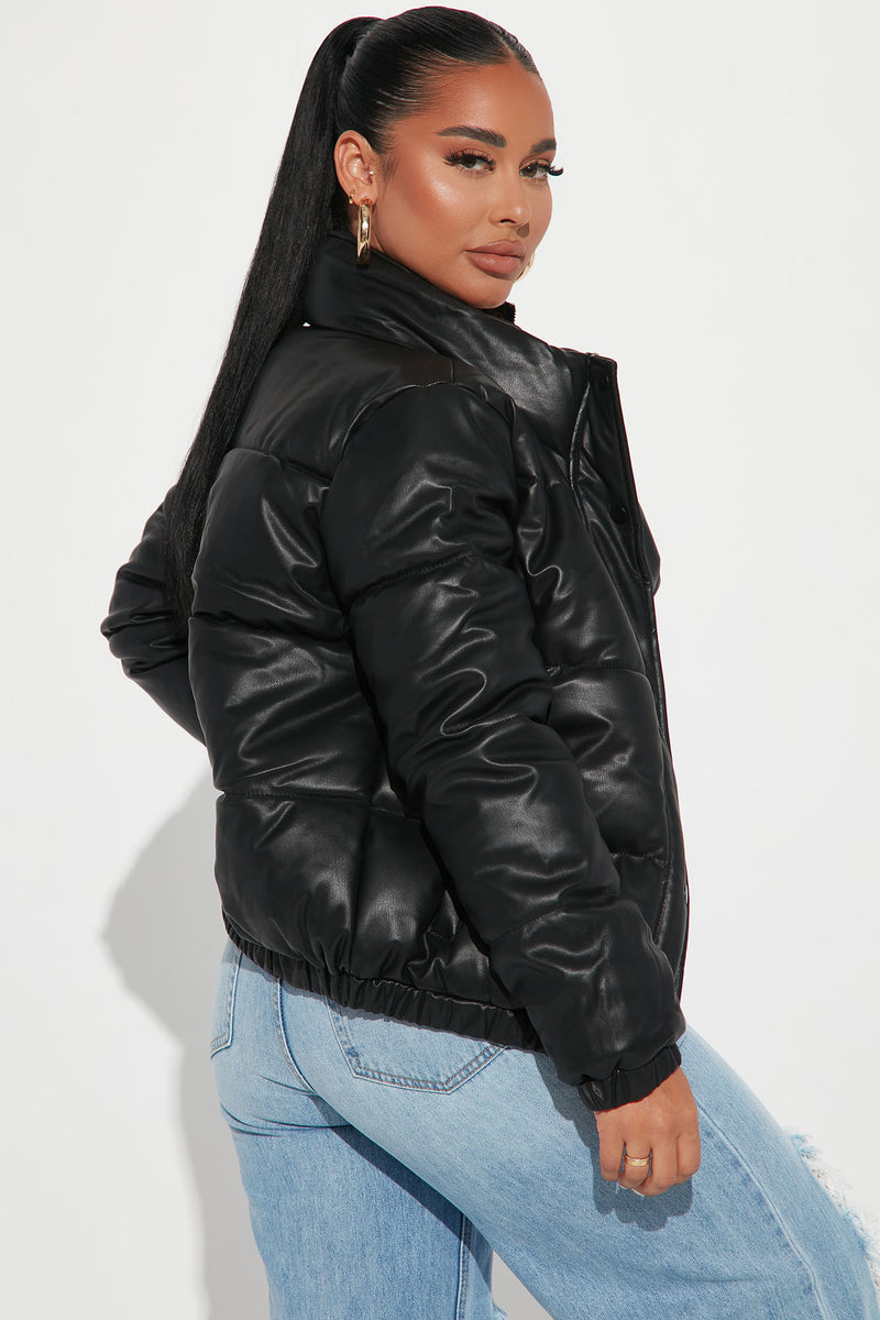 Upgrade You Faux Leather Puffer Jacket - Black | Fashion Nova, Jackets ...