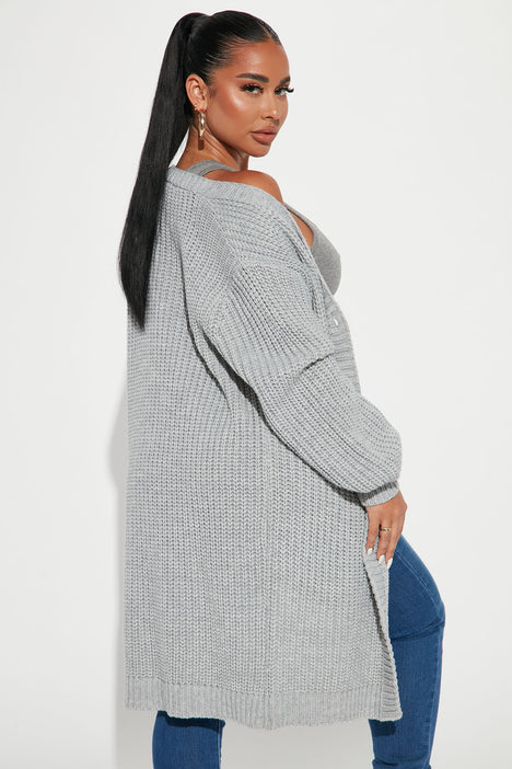 Grey sales cardigan sweater