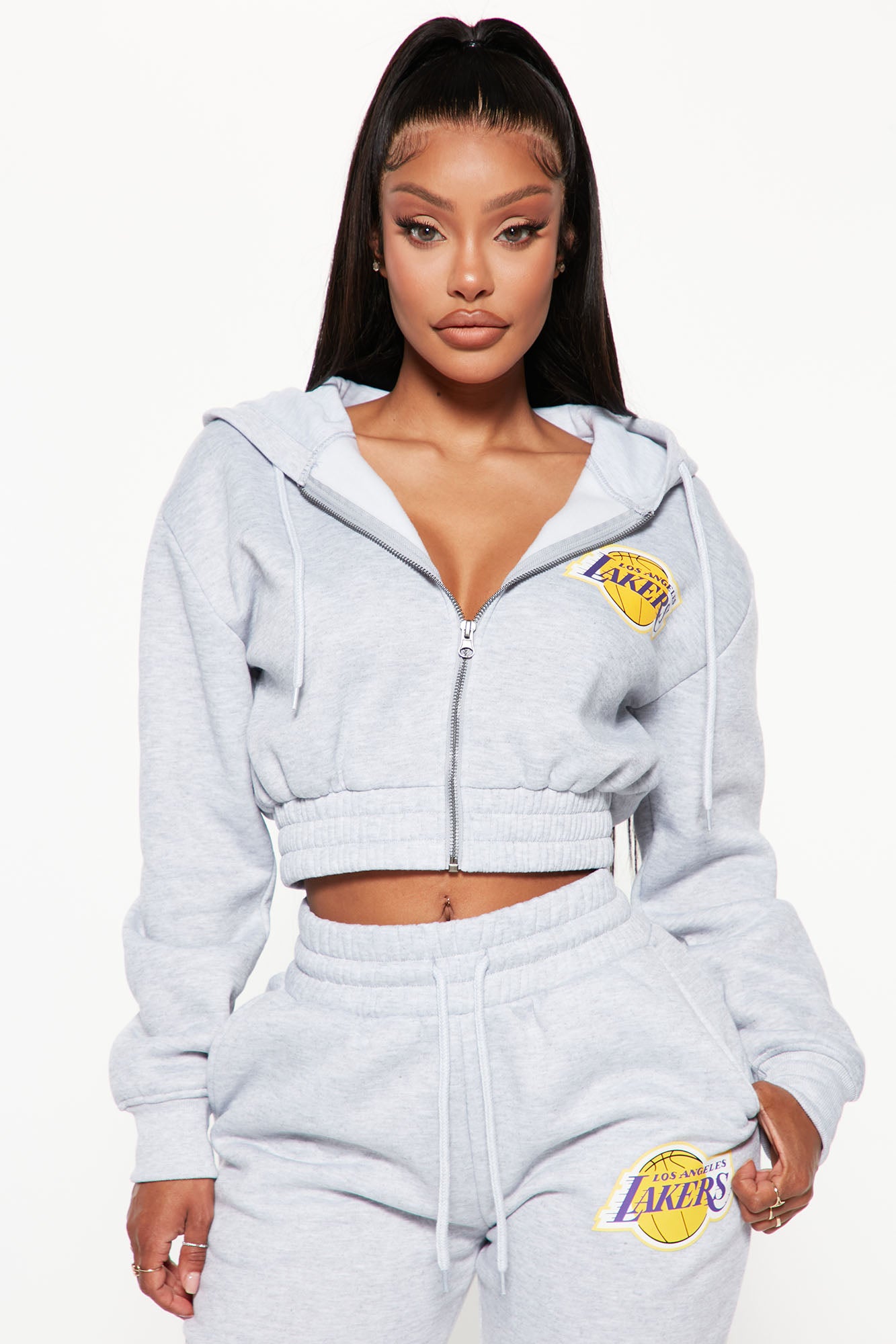 Lakers crop sales top hoodie