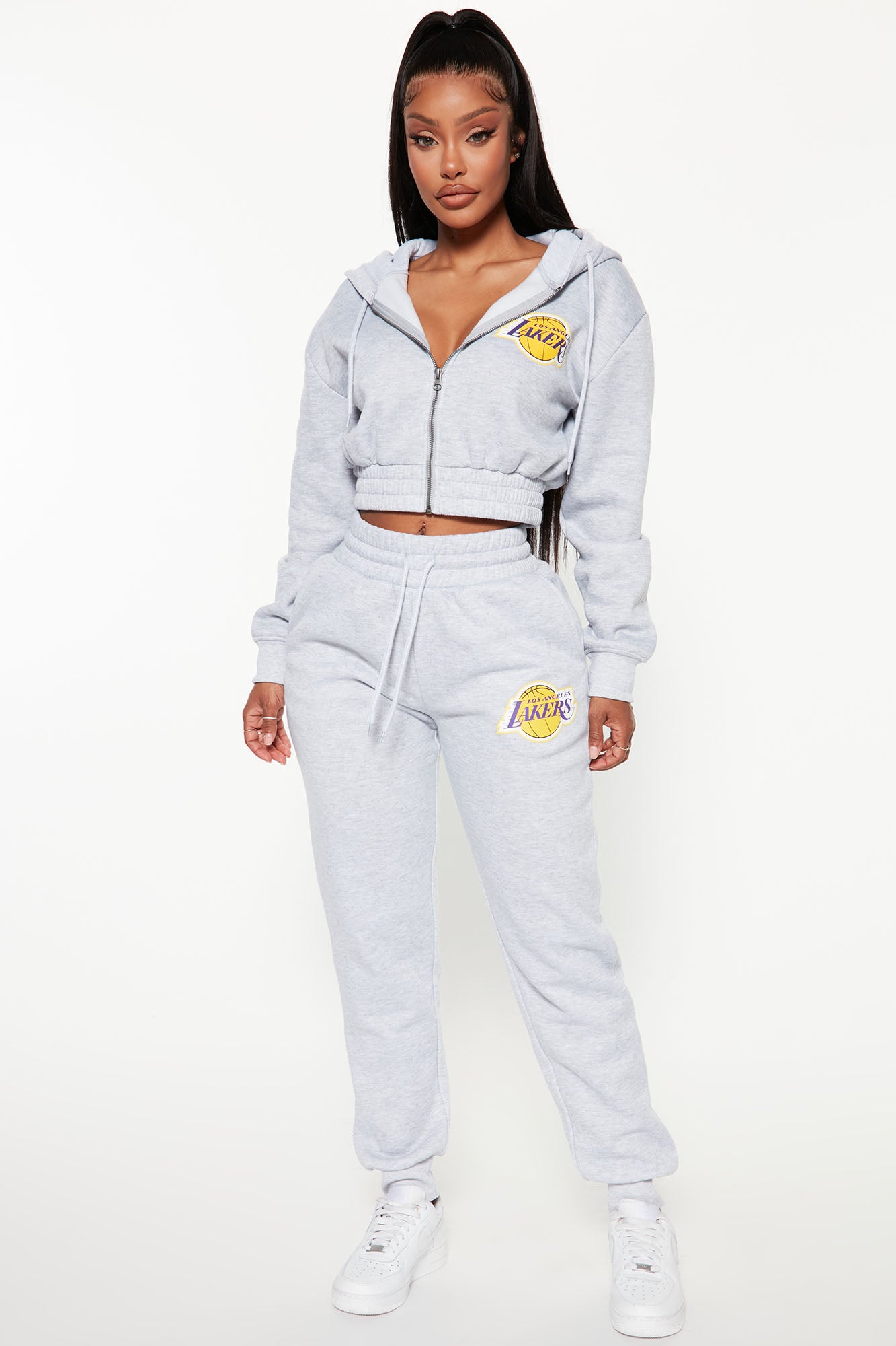 Lakers Set Up Jogger Heather Grey Fashion Nova Pants
