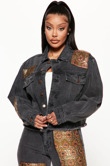 Fashion nova store black denim jacket