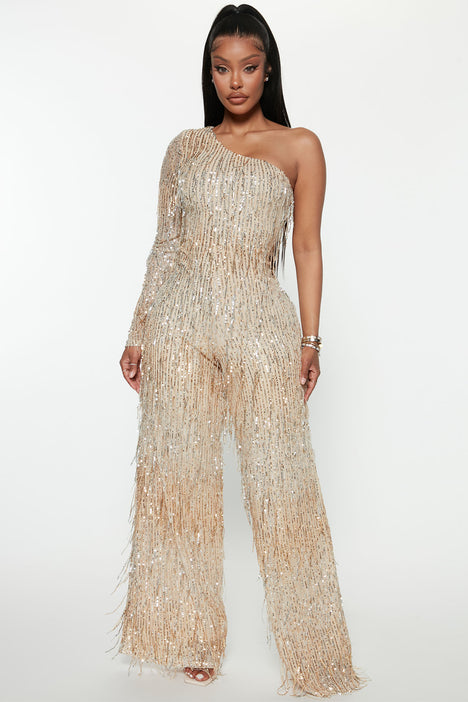 Sequin deals fringe jumpsuit