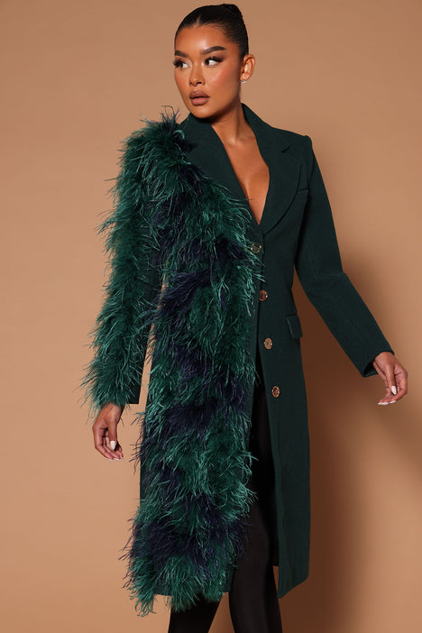 Green store feather coat