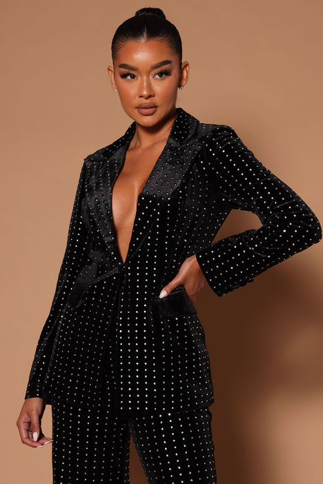 Bebe Embellished Rhinestone Blazer Black Fashion Nova Luxe