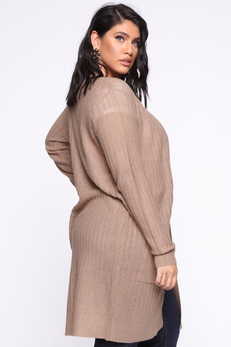 Throw It On Ribbed Cardigan Khaki