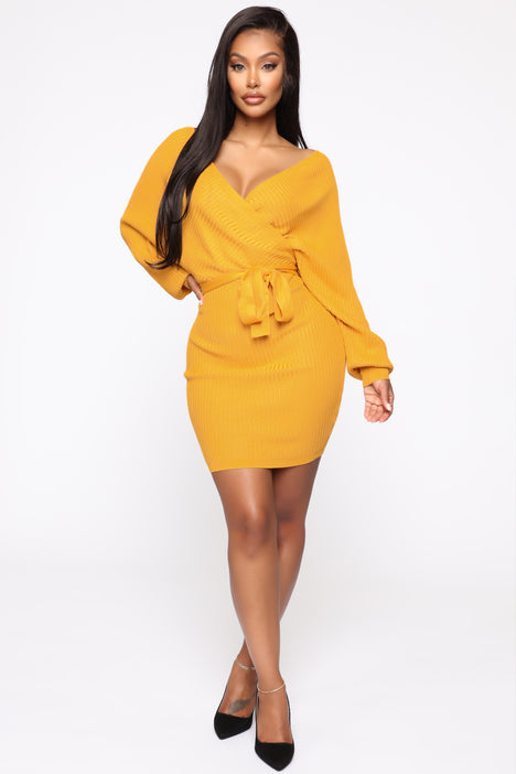 Mustard yellow dress fashion nova online