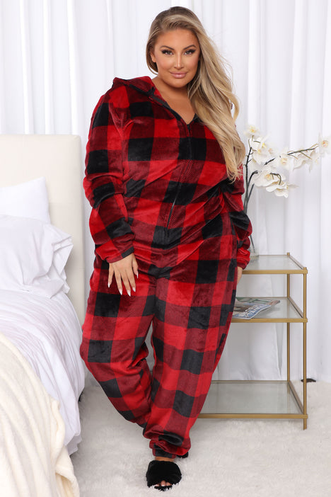 Plus size buffalo plaid onesie outlet