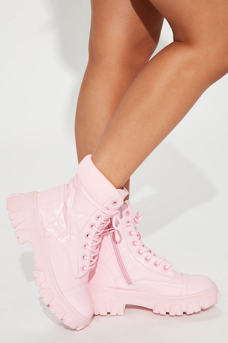 Womens pink sales combat boots