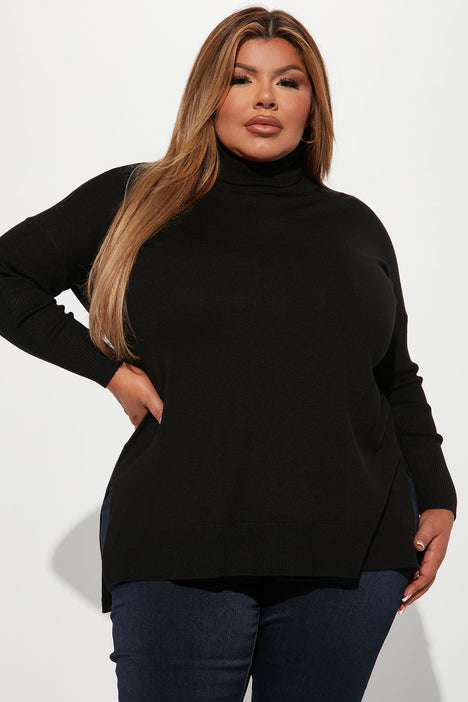 Womens black turtleneck tunic cheap sweater