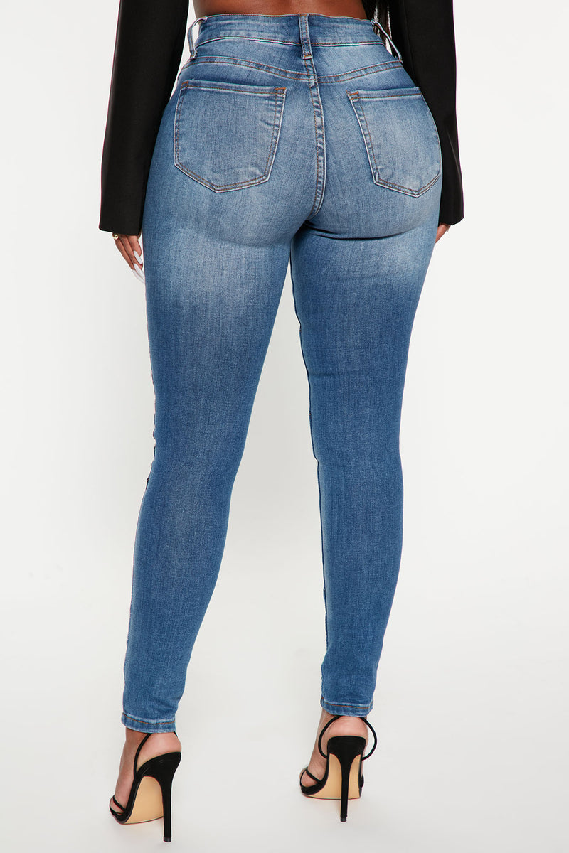 Stay In Line Mid Rise Skinny Jeans - Medium Wash | Fashion Nova, Jeans ...