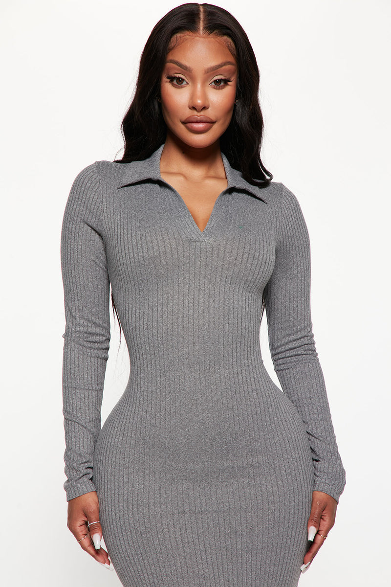 Cali Ribbed Maxi Dress Charcoal Fashion Nova, Dresses Fashion Nova