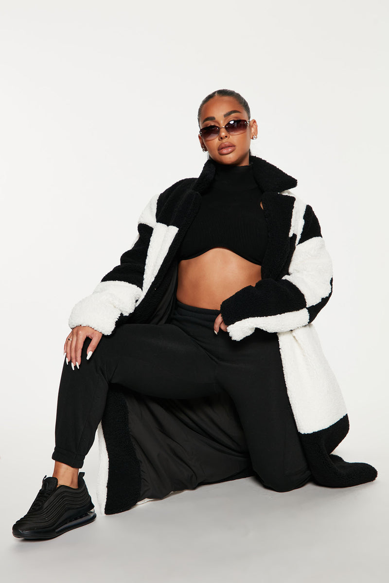 Take It Down Sherpa Coat - Black/White | Fashion Nova, Jackets & Coats ...