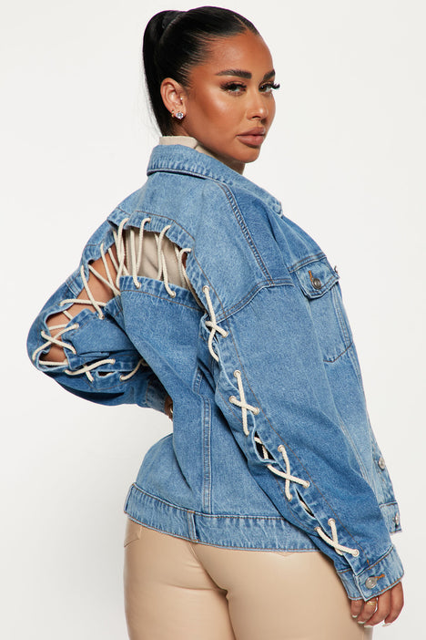 Blue jean new arrivals jacket with lace