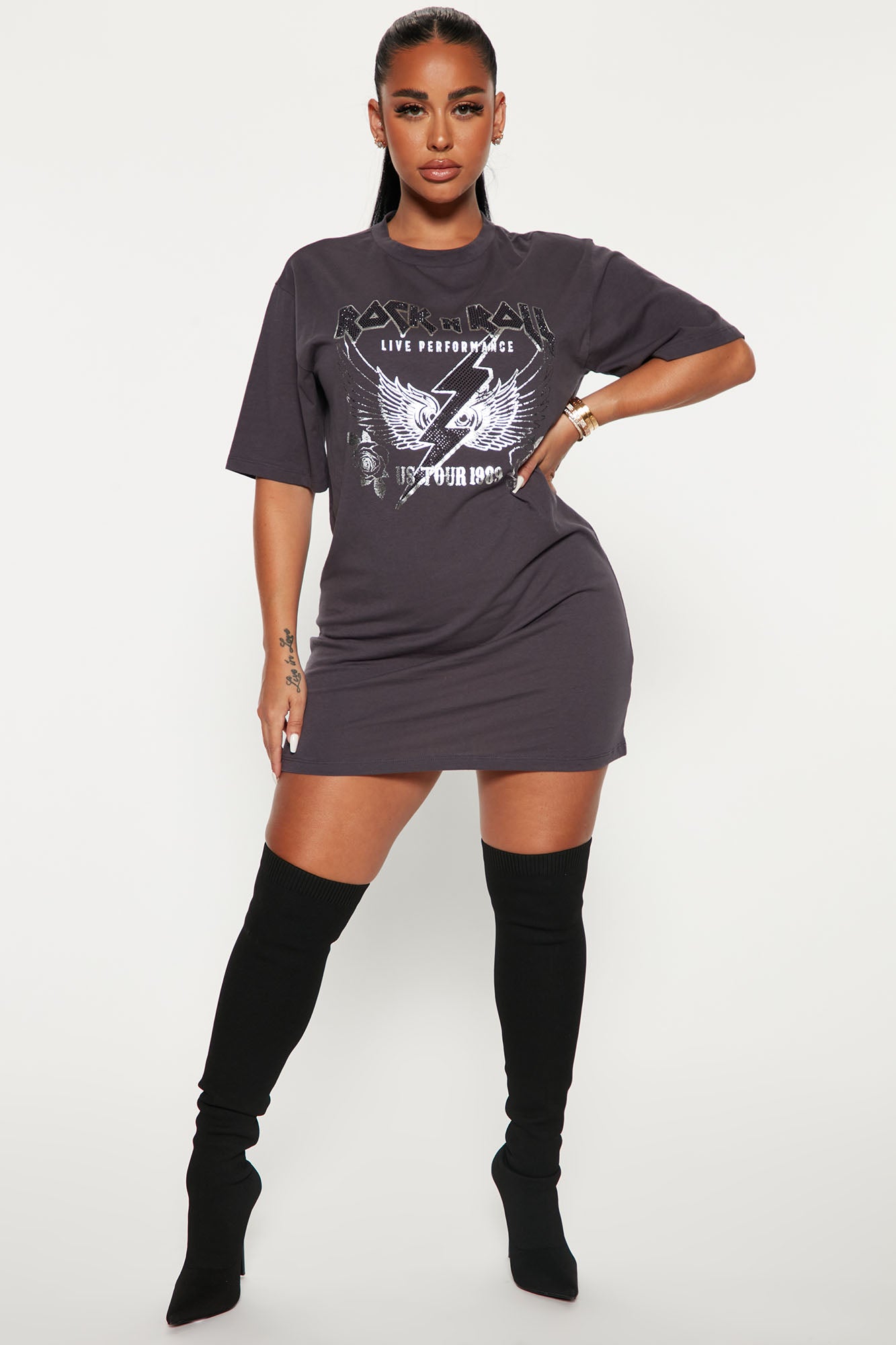Rhinestone t shirt top dress