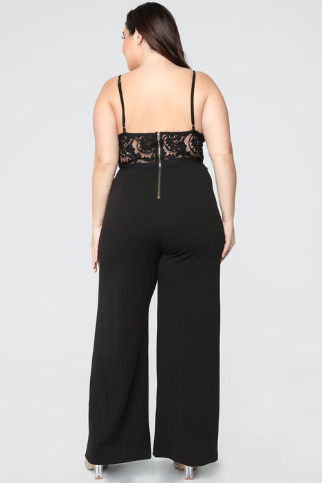 Roof Top Date Lace Jumpsuit Black