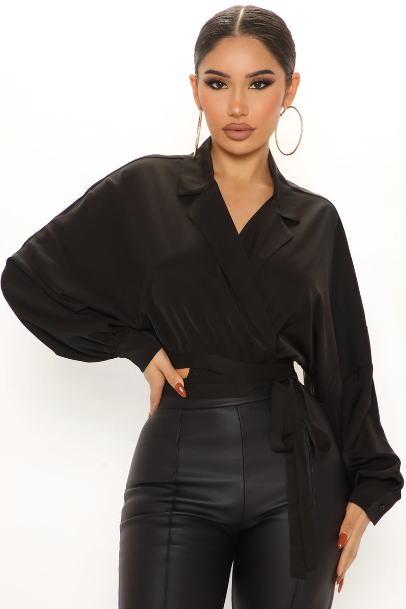 Blind Date Wrap Blouse - Black | Fashion Nova, Shirts & Blouses ...
