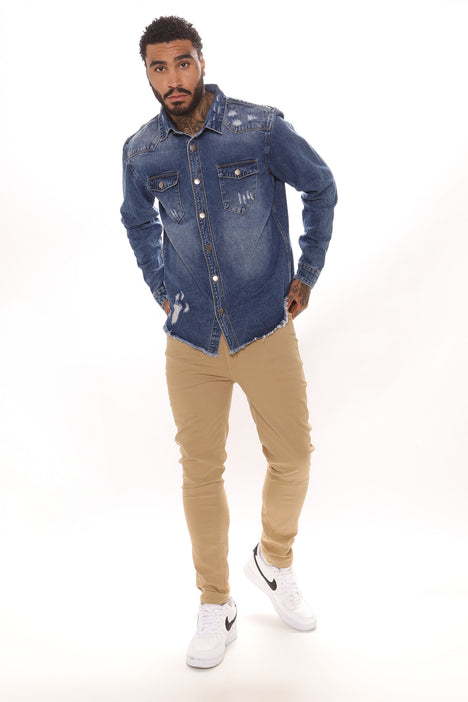 Denim shirt fashion nova cheap