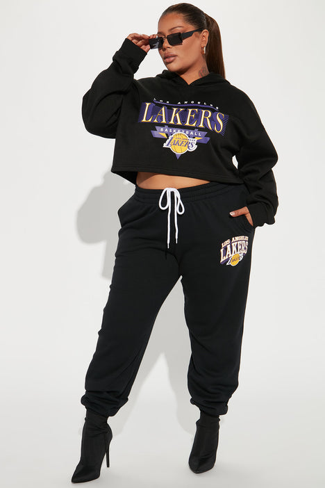 Lakers Cropped Hoodie Black