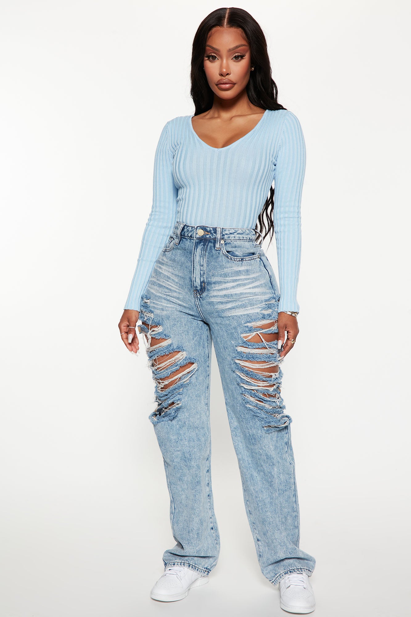 Shredded leg hotsell mom jeans