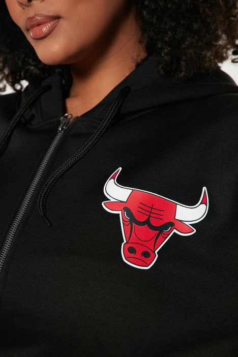 Hybrid Apparel Womens Chicago Bulls Crop Hoodie Size S Black Long Sleeve
