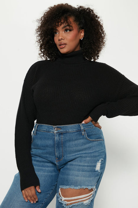 Black flowy turtleneck cheap