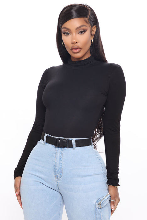 Pamela Turtle Neck Long Sleeve Bodysuit Black