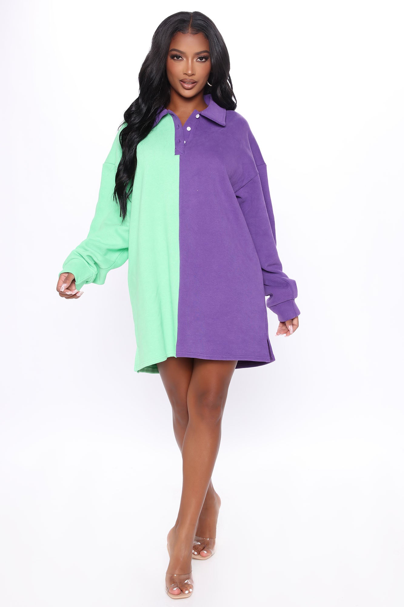 Mood Swing Sweatshirt Dress Purple combo