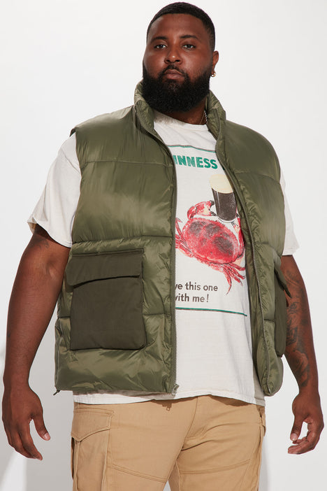 Front And Center Puffer Vest Olive Fashion Nova Mens Jackets