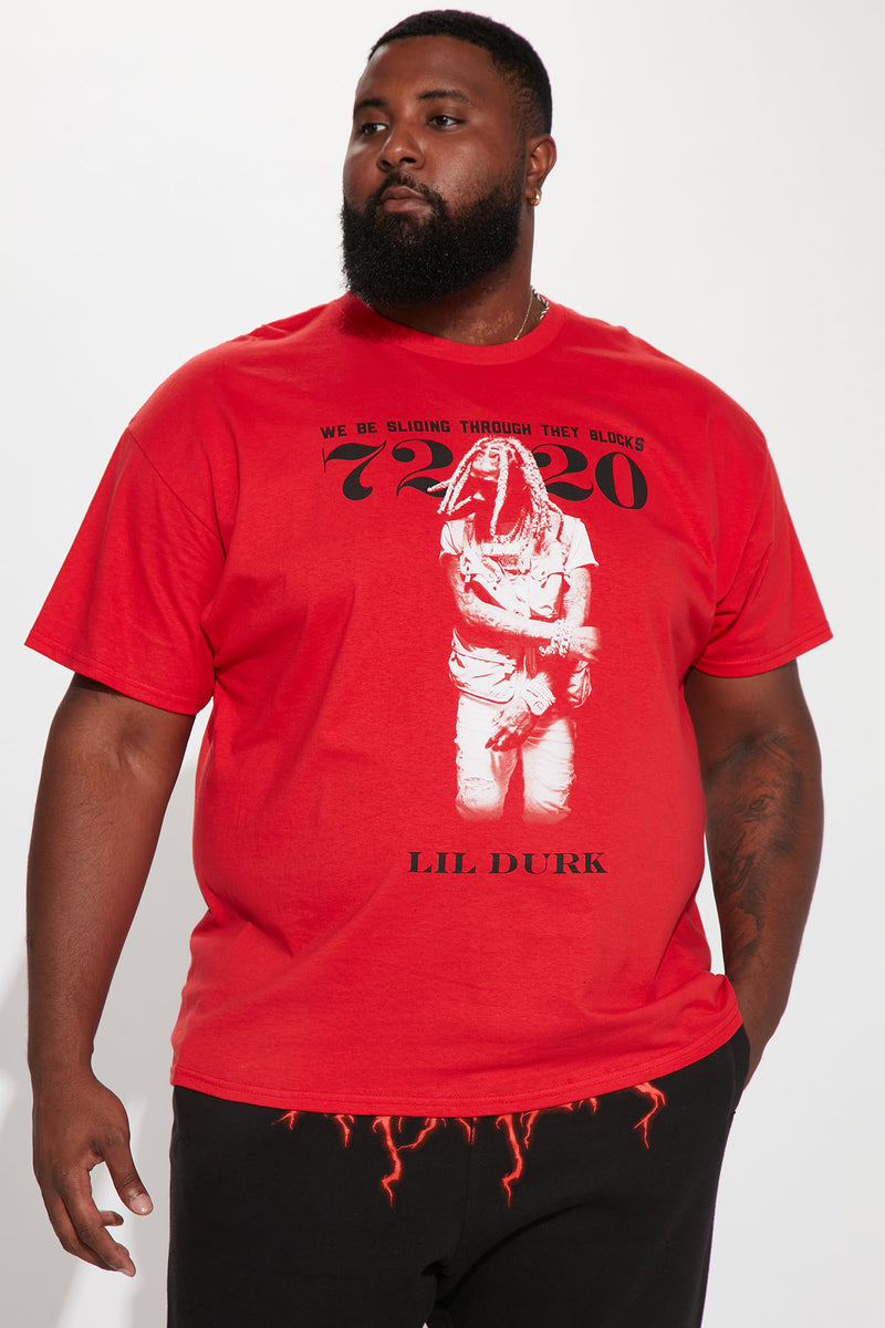 Lil Durk Slidin Short Sleeve Tee - Red | Fashion Nova, Mens Graphic ...