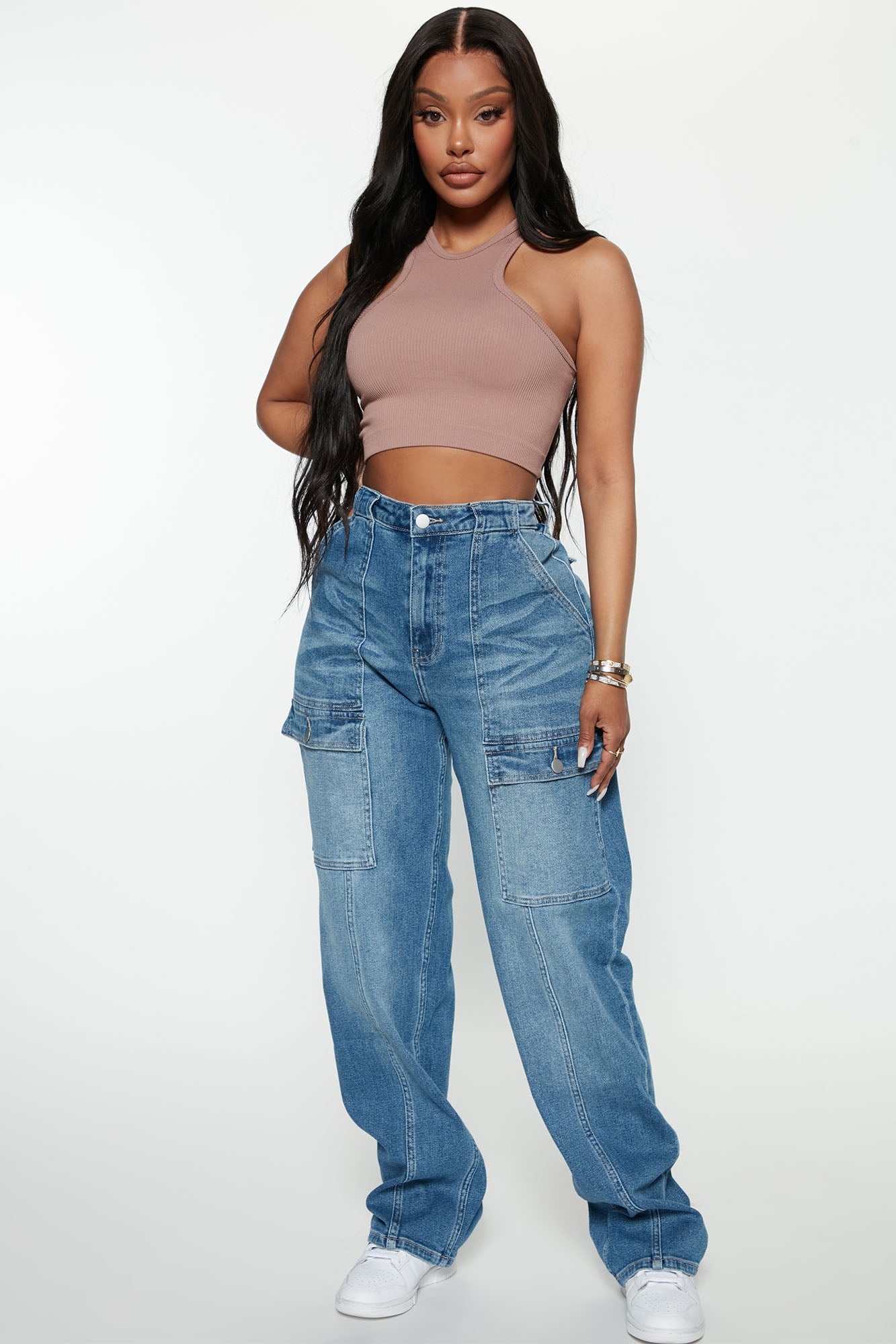 Up In Arms 90's Loose Cargo Jeans - Medium Wash, Fashion Nova, Jeans