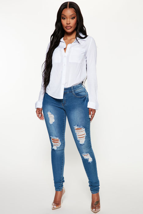 Too Much Booty Low Rise Jeans - Medium Blue Wash, Fashion Nova, Jeans